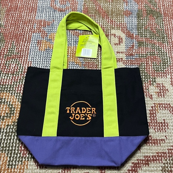 NWT Limited Edition Trader Joe’s Trick or Treat Black Green and Purple Mini Tote - Picture 7 of 7
